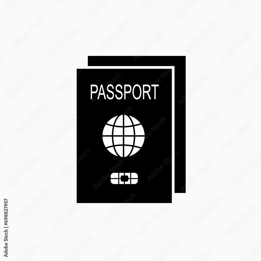 Passport Icon. An Official Document Issued by Government, Certifying the Holder's Identity and Citizenship And Entitling Them to Travel Under Its Protection to and from Foreign Countries. Pass Symbol Passport Icon. An Official Document Issued by Government, Certifying the Holder's Identity and Citizenship And Entitling Them to Travel Under Its Protection to and from Foreign Countries. Pass Symbol
