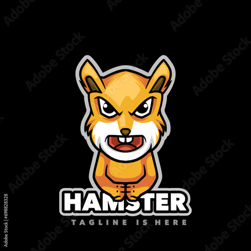 Cute hamster angry mascot logo