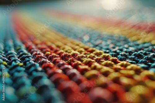 Close-up view of a colorful yoga mat texture