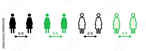 Social distancing icon set. social distance icon. self quarantine sign