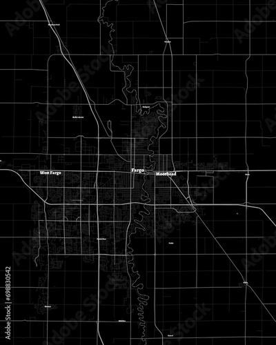 Fargo North Dakota Map, Detailed Dark Map of Fargo North Dakota photo