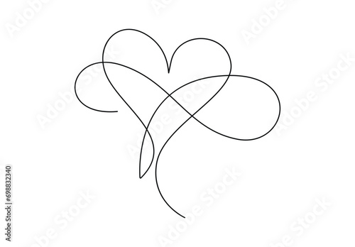 Romantic monoline infinity calligraphy vector heart continuous one line drawing. Isolated on white background vector illustration.