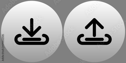 download and upload icon button on circle background vector © Nuwirana