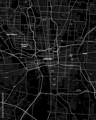 Columbus Ohio Map, Detailed Dark Map of Columbus Ohio