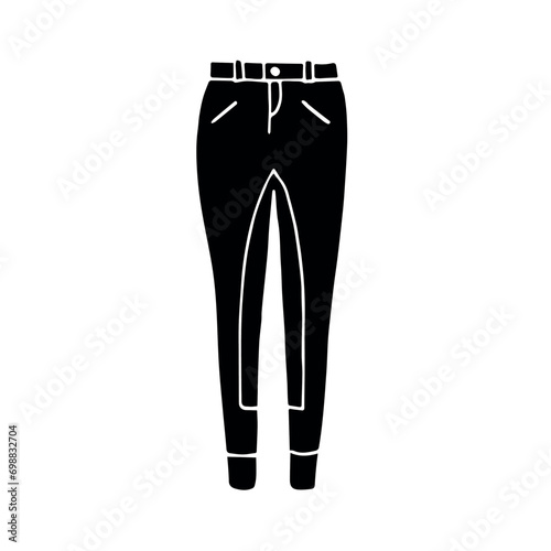 Vector hand drawn doodle sketch black horse riding breeches isolated on white background