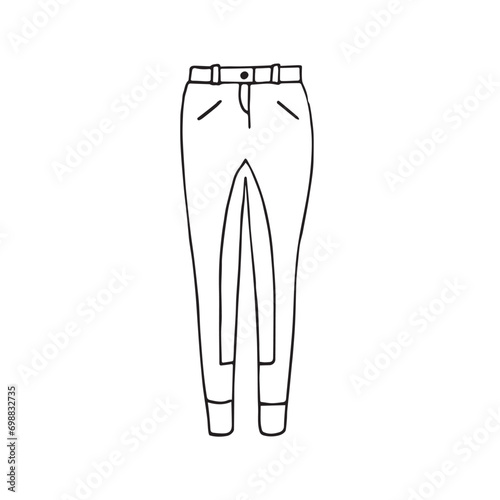 Vector hand drawn doodle sketch horse riding breeches isolated on white background