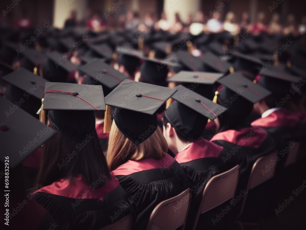 Group of university graduates in caps and gowns Group of university graduates in caps and gowns