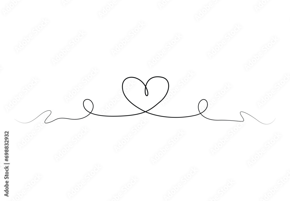 Heart continuous one line drawing of vector illustration. Premium vector. Heart continuous one line drawing of vector illustration. Premium vector.
