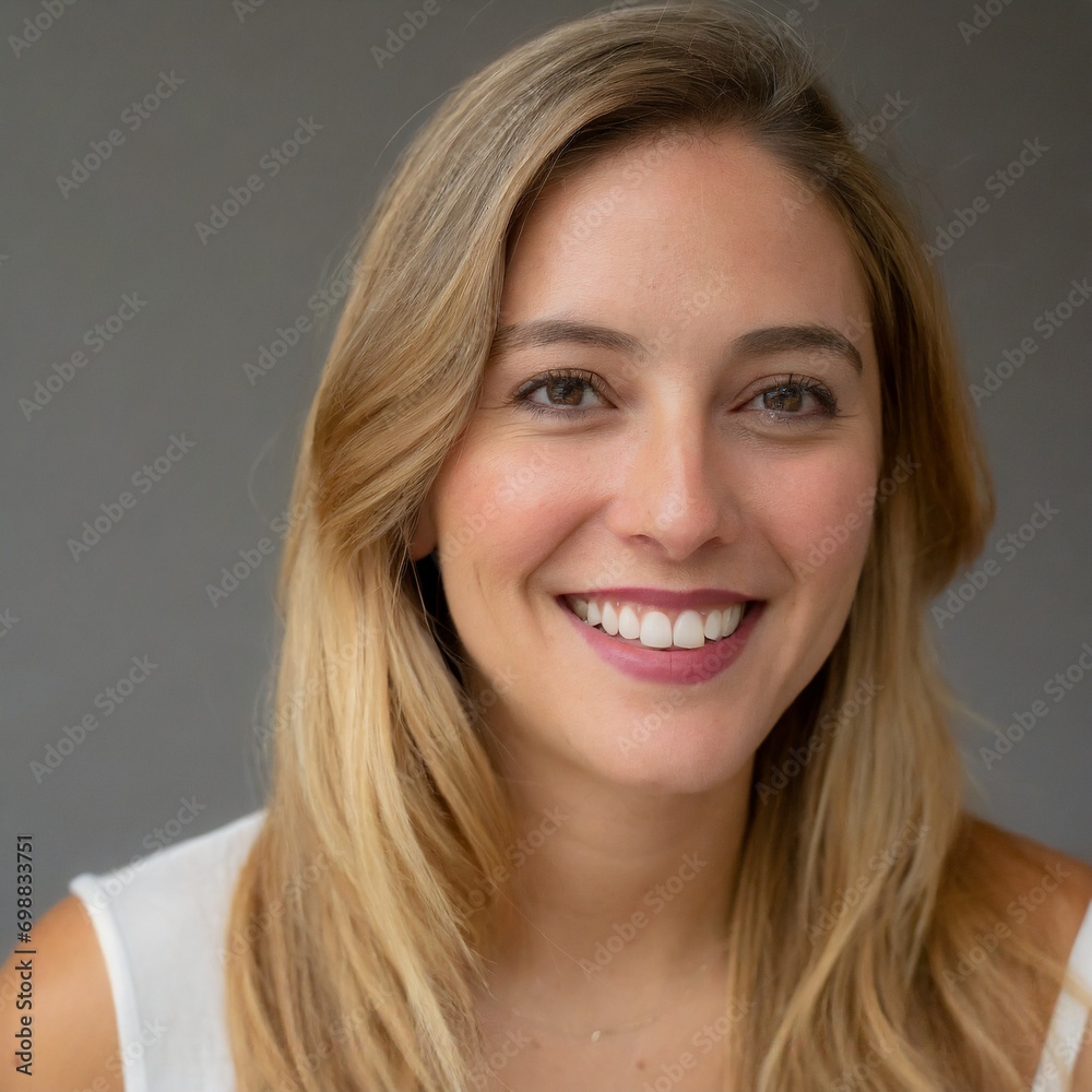 young woman smiling on a plain background young woman smiling on a plain background