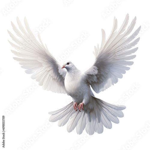 released white dove of peace, pigeon flying with outstretched wings isolated on transparent background. freedom, peace, religion, new beginnings, love, love and wedding concept