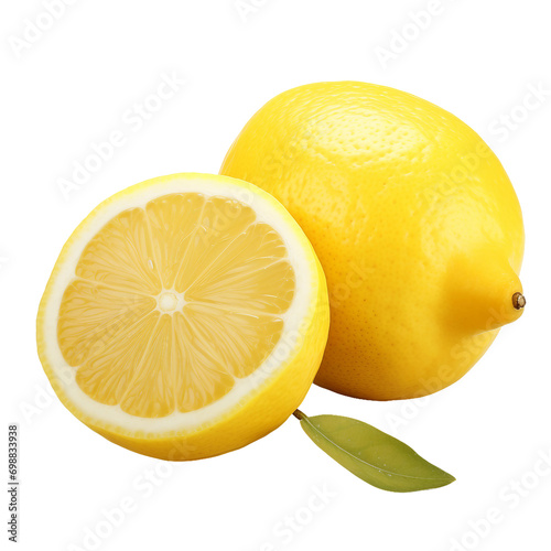 fresh ripe yellow lemon on transparent background