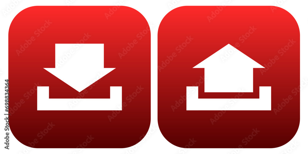download and upload icon button on square background vector download and upload icon button on square background vector