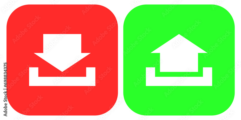 download and upload icon button on square background vector download and upload icon button on square background vector