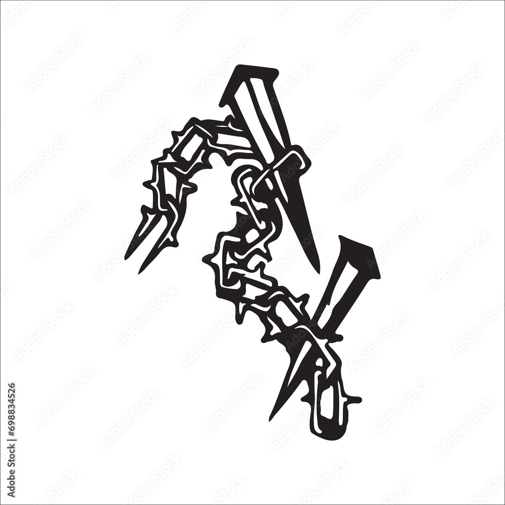 vector illustration of spikes with chains