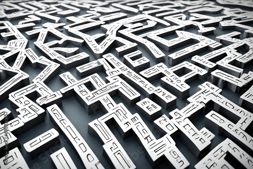 Words and language concept. Abstract letters with lines background - 3d rendering By Sashkin photo