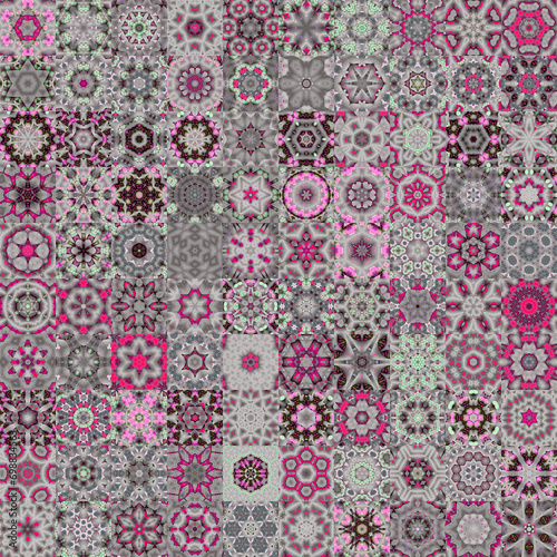 Dark color tone vintage concept floral geometric shapes seamless pattern background.