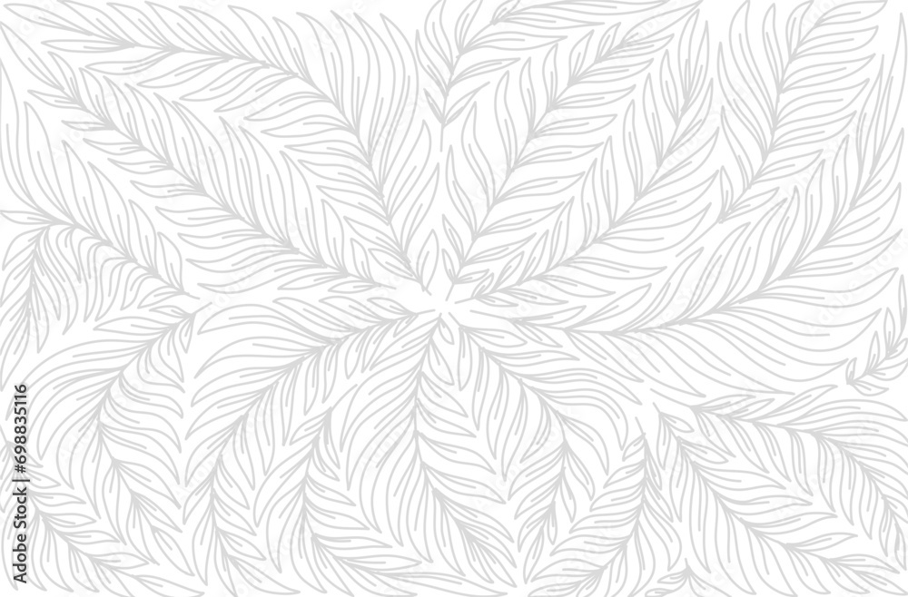 Tropical leaf background. Abstract leave background pattern vector. Hand drawn leaf outline vector. leaves pattern wallpaper.  - obrazy, fototapety, plakaty 