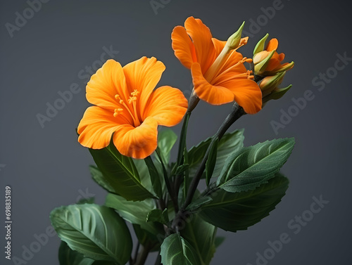 crossandra flower in studio background, single crossandra flower, Beautiful flower, ai generated image photo