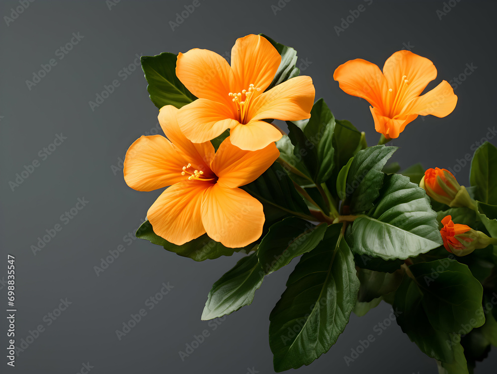 Obraz premium crossandra flower in studio background, single crossandra flower, Beautiful flower, ai generated image
