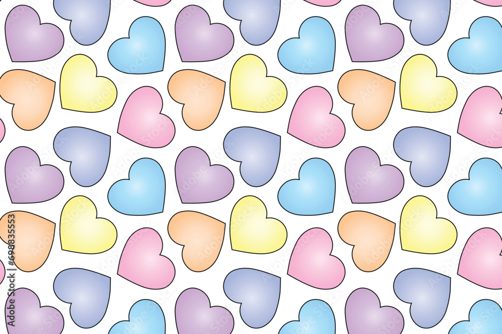 Seamless pattern with cute colorful hearts