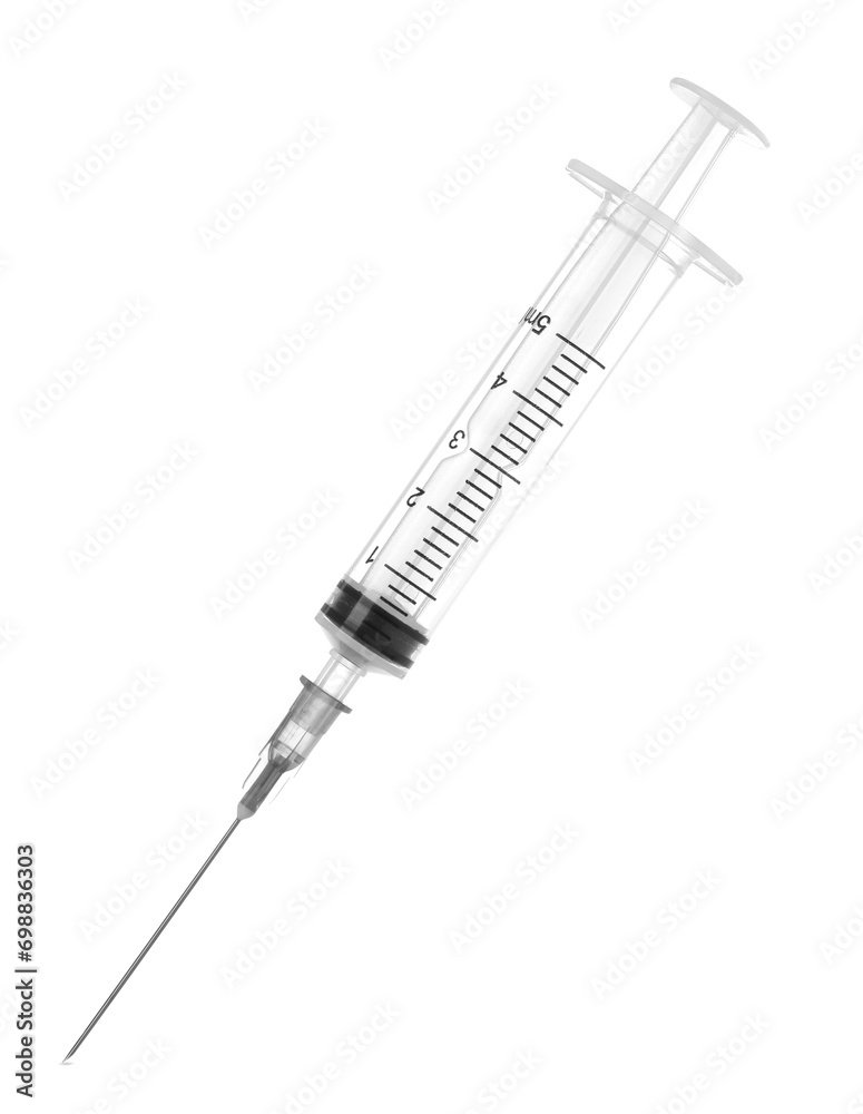 New medical syringe with needle isolated on white New medical syringe with needle isolated on white