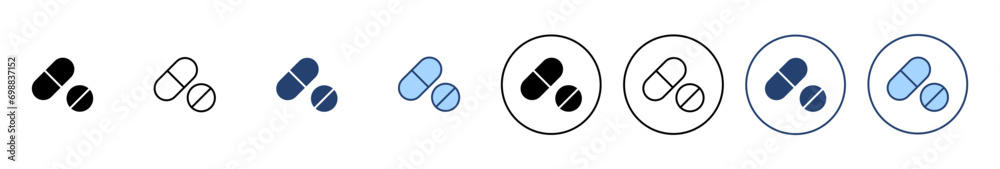 Pills icon vector. capsule icon. Drug sign and symbol Pills icon vector. capsule icon. Drug sign and symbol