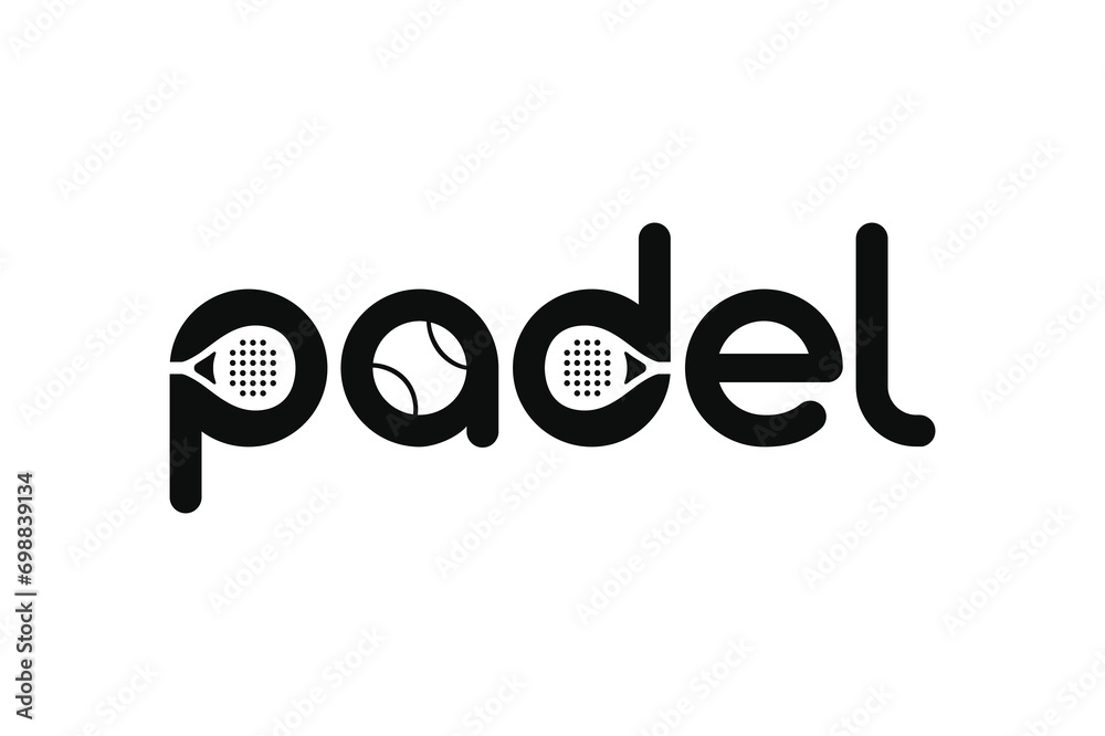 Padel racket and ball logo design vector