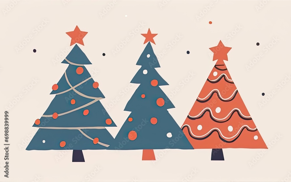 Christmas trees in modern minimalist geometric style with Generative AI.