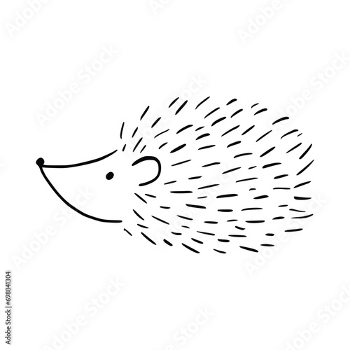 Cartoon doodle cute hedgehog - isolated vector illustration. Hand-drawn adorable hedgehog on his back. Spiny mammal. Forest animals. Vector illustration for children.