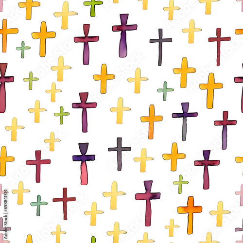 background with cross seamless pattern watercolor