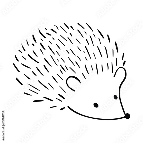 Cartoon doodle cute hedgehog - isolated vector illustration. Hand-drawn adorable hedgehog on his back. Spiny mammal. Forest animals. Vector illustration for children.