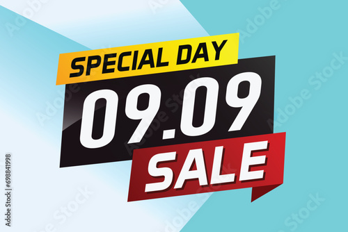 9.9 Special day sale word concept vector illustration with ribbon and 3d style for use landing page, template, ui, web, mobile app, poster, banner, flyer, background, gift card, coupon

