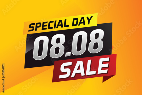 8.8 Special day sale word concept vector illustration with ribbon and 3d style for use landing page, template, ui, web, mobile app, poster, banner, flyer, background, gift card, coupon


