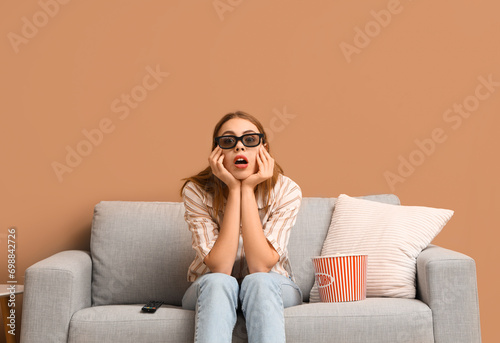 Emotional young woman in 3d...