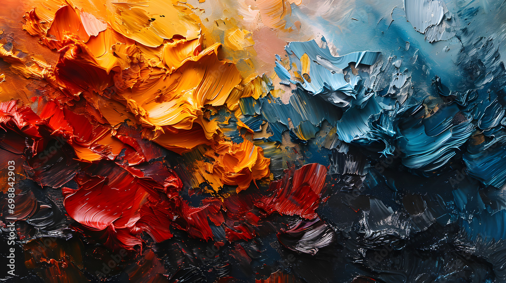 Photo Art Print Colorful modern artwork abstract paint strokes oil painting on canvas Clipart Collectors