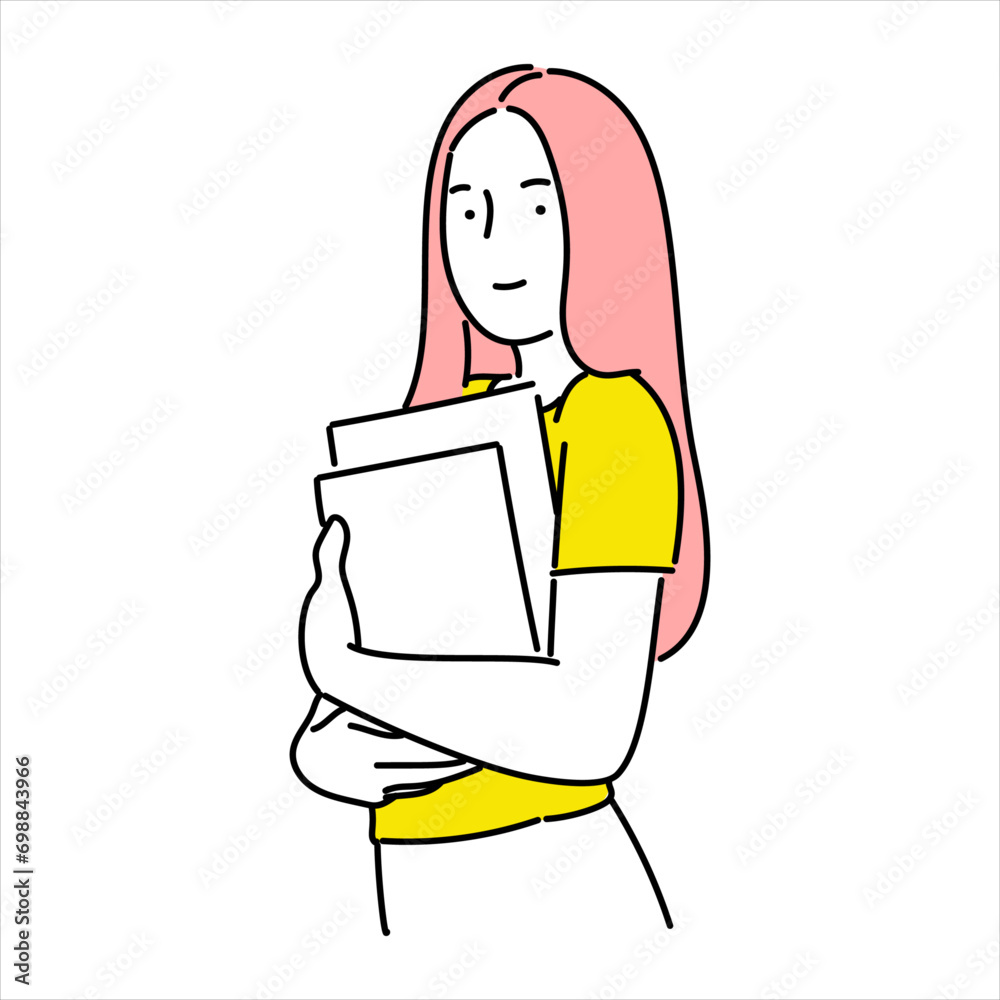 Business woman, businessperson or female employee staff people cartoon. Company professional minimalist illustration vector Business woman, businessperson or female employee staff people cartoon. Company professional minimalist illustration vector