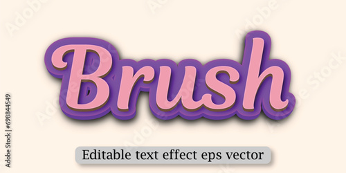 Brush parpul color Editable 3d Text effect eps vactor photo