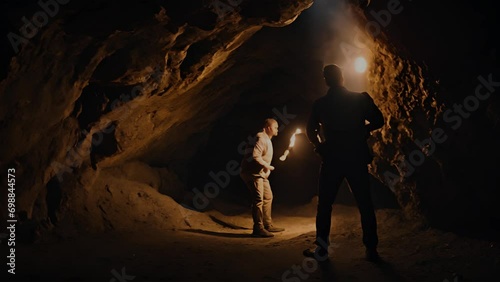 洞窟を探検する冒険者 AI画像 photo