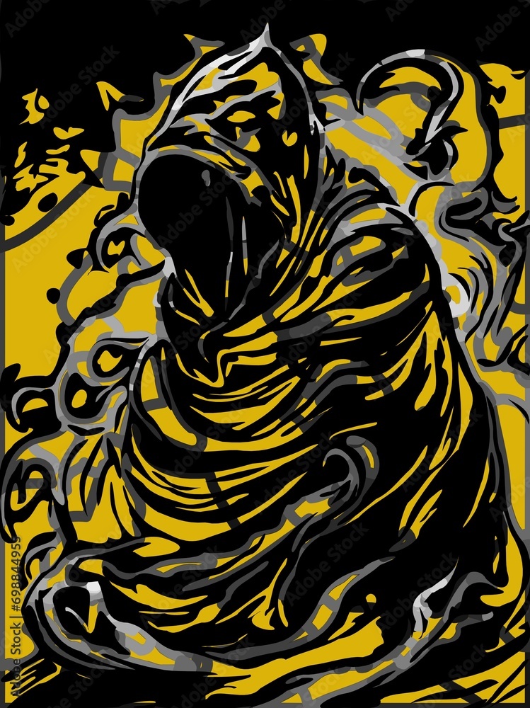 Fototapeta premium black and yellow of evil monster cartoon background
