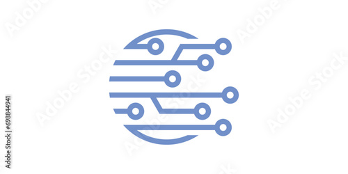 modern technology logo design with circle, icon, vector, symbol.