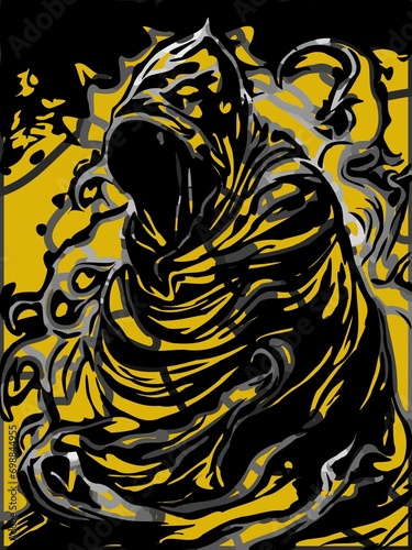 black and yellow of evil monster cartoon background