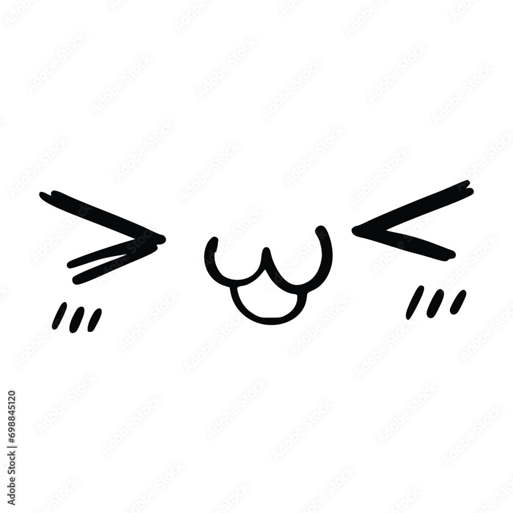 Fototapeta premium Kawaii's cute face. Manga-style eyes and mouth. Funny cartoon Japanese emoticon in different expressions, mega Big Set. Expression anime character and emoticon face illustration. Background. Print.