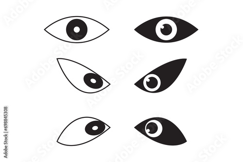 Collection eye icon set. Symbol flat style for stock vector. Sign eye for logo, retina scan, silhouette, illustration.
