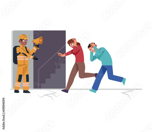 earthquake people and evacuation route