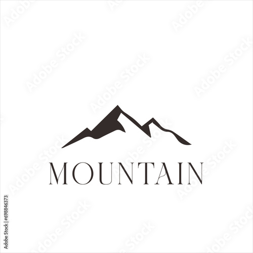 mountain landscape outdoor vector template. mount with pine evergreen tree graphic illustration.