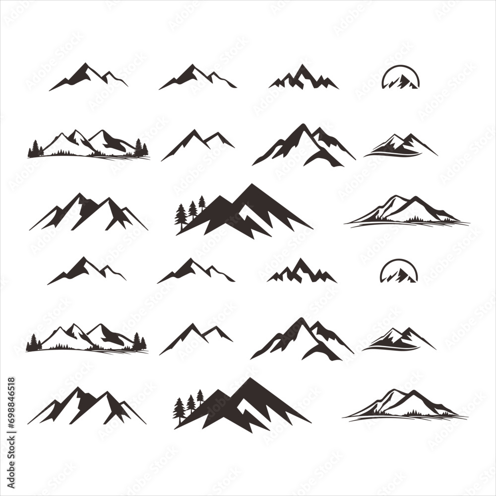 Set of mountains. Logo. Mountain icons set on a white background