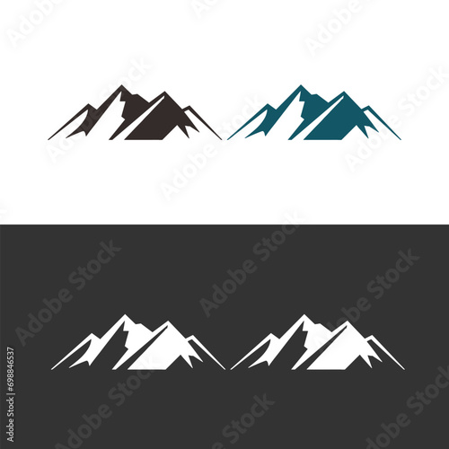 Mountains set. Hand drawn rocky peaks. Vector illustration