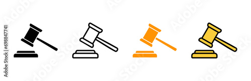 Gavel icon set vector. judge gavel sign and symbol. law icon. auction hammer