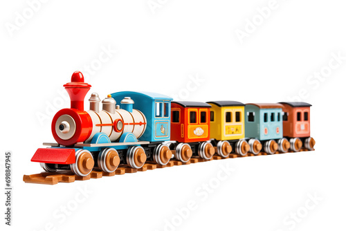 Colorful Vintage Toy Train Set Isolated | Isolated on Transparent & White Background | PNG File with Transparency