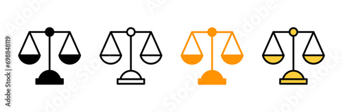 Scales icon set vector. Law scale icon. Justice sign and symbol photo